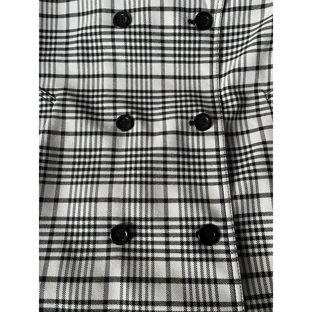 ANN TAYLOR Women's Houndstooth‎ Twill Trend Coat XL Black Beige Pocket Button Up - Picture 8 of 16